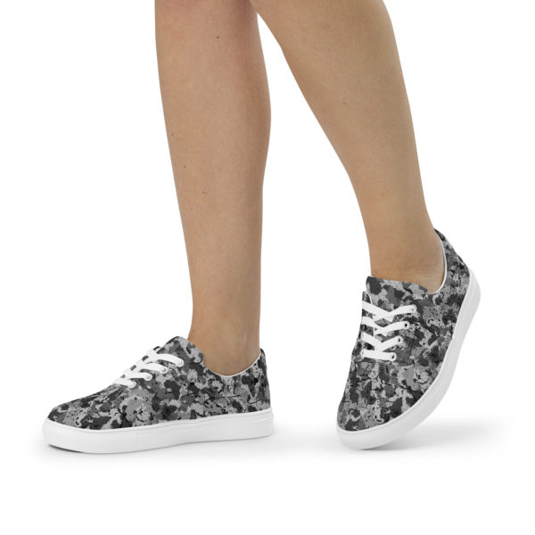 Women’s Afro Camo Black Lace-Up Canvas Shoes