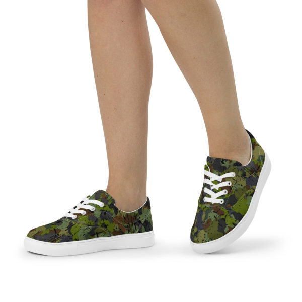 Women’s Afro Camo Green Lace-Up Canvas Shoes