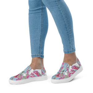 Women’s Afro Camo Blue Slip-On Canvas Shoes