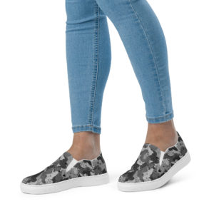 Women’s Afro Camo Black Slip-On Canvas Shoes