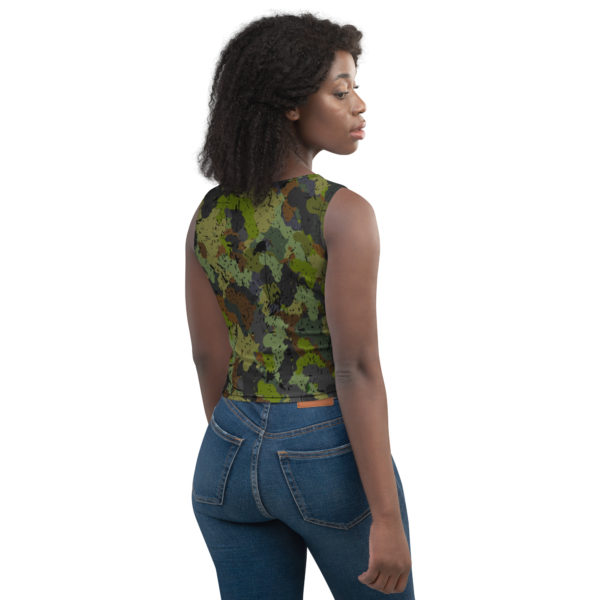 Afro Camo Green Distressed Crop Top