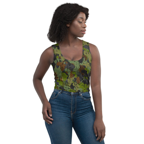 Afro Camo Green Distressed Crop Top