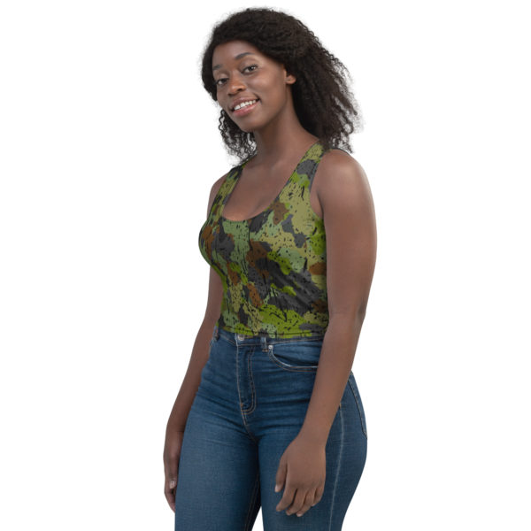 Afro Camo Green Distressed Crop Top