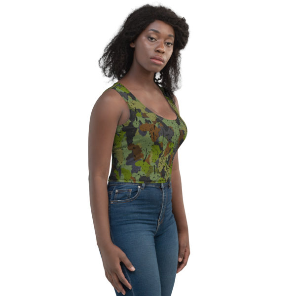 Afro Camo Green Distressed Crop Top