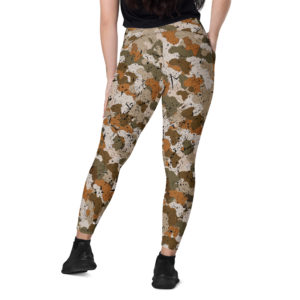 Afro Camo Sand Crossover Leggings With Pockets