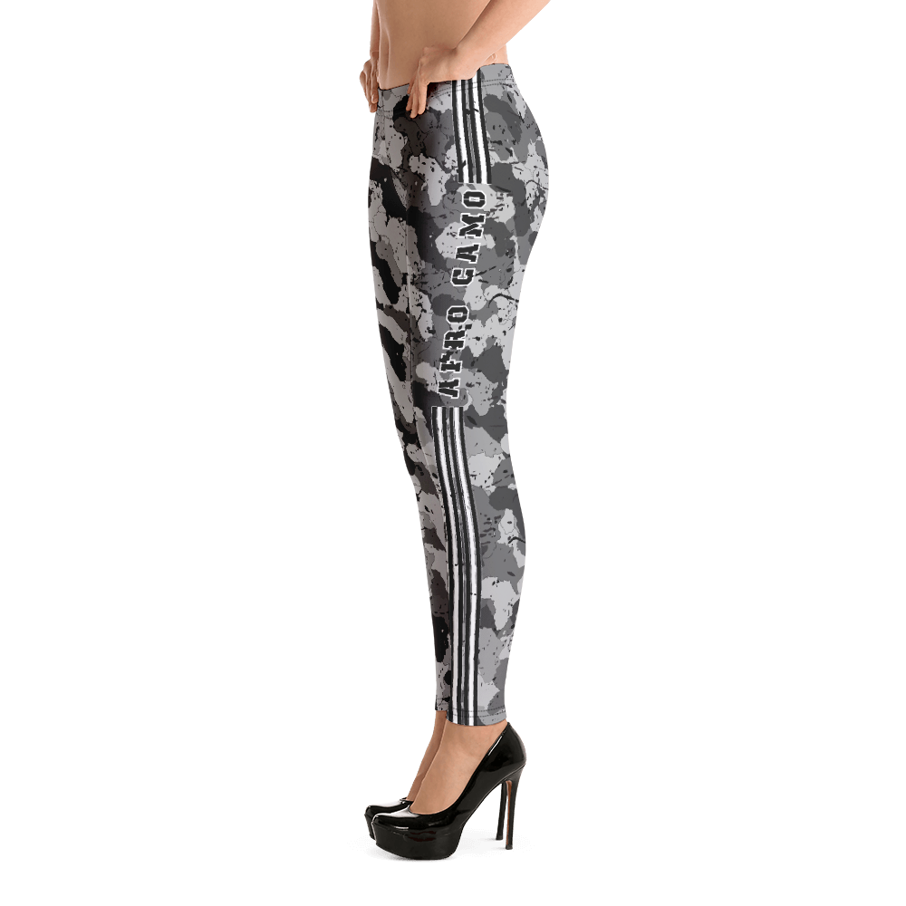 afro camo black striped leggings