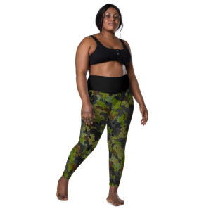 Afro Camo Green High Black Waisted Leggings With Pockets