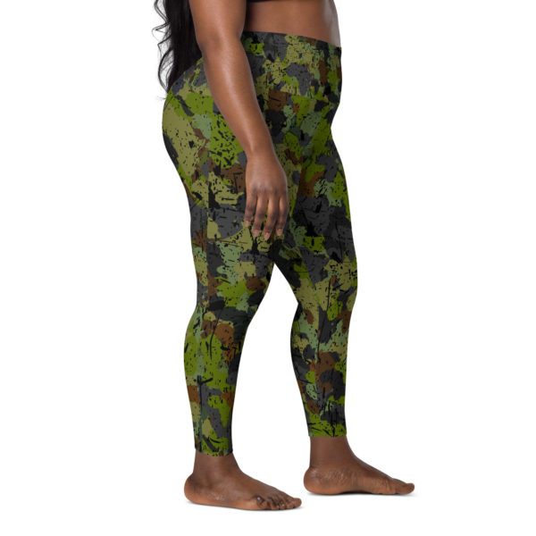 Afro Camo Green Leggings With Pockets