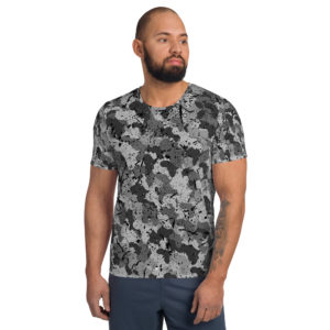 Afro Camo Black Distressed Men’s Athletic T-shirt