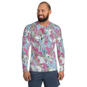 Afro Camo Blue Distressed Men’s Rash Guard