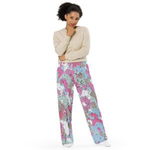 Afro Camo Blue Women’s Wide-Leg Pants