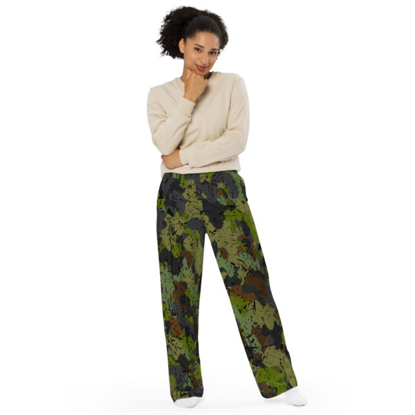 Afro Camo Green Women’s Wide-Leg Pants