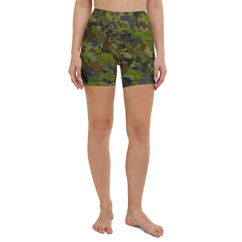 afro camo green print-yoga-shorts