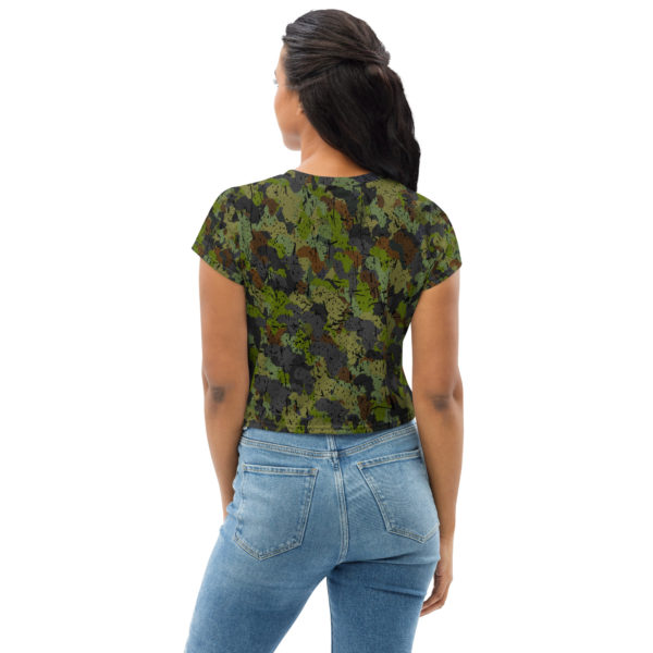 Afro-Camo Green Crew Neck Crop Tee