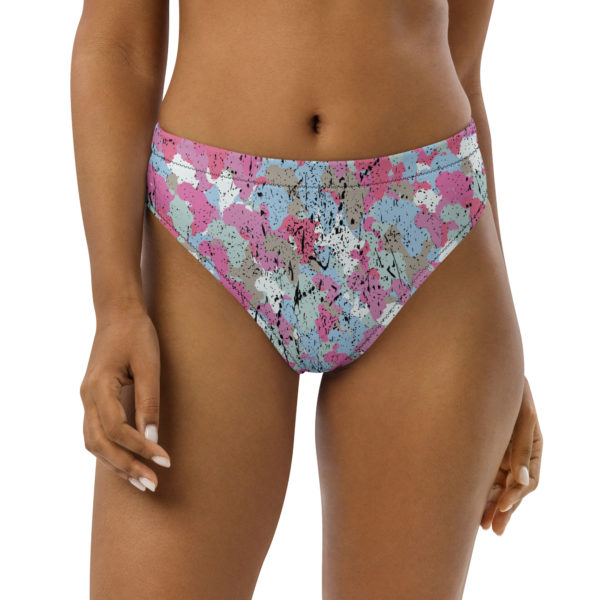 Afro Camo Blue High-Waisted Bikini Bottom