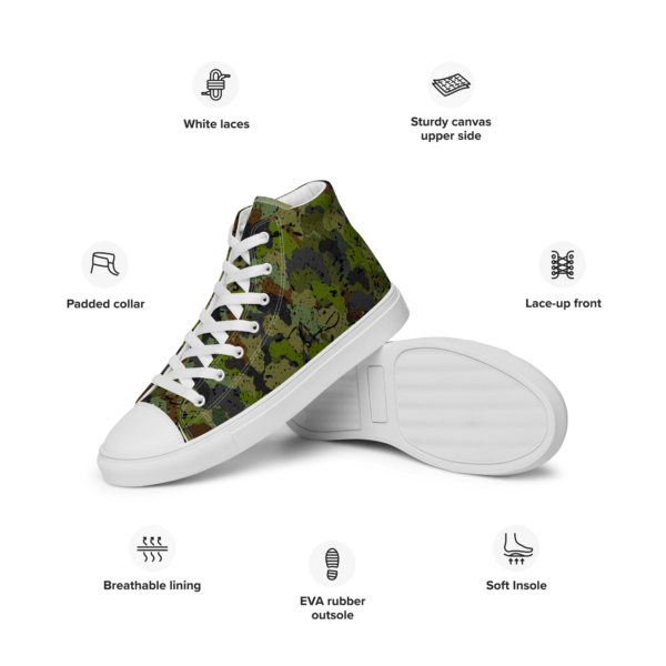 Men’s Afro Camo Green High Top Canvas Shoes