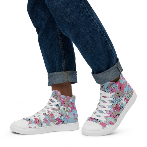 Men’s Afro Camo Blue High Top Canvas Shoes