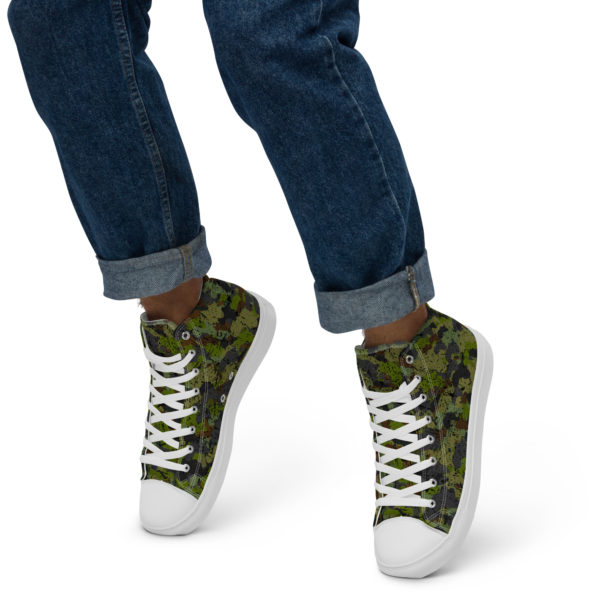 Men’s Afro Camo Green High Top Canvas Shoes