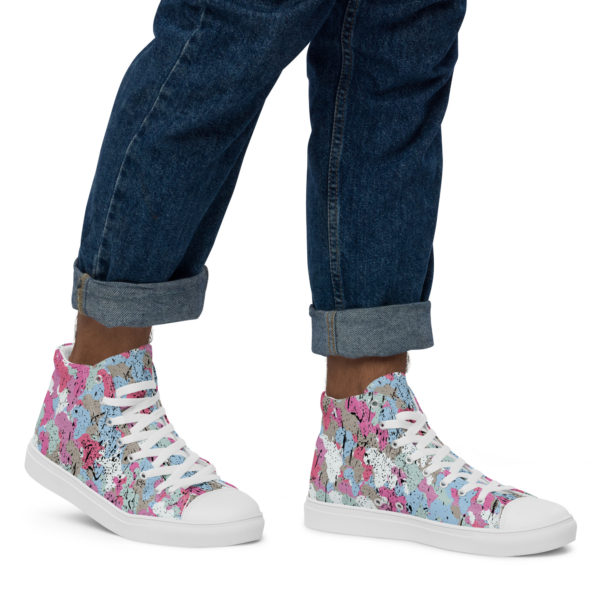 Men’s Afro Camo Blue High Top Canvas Shoes