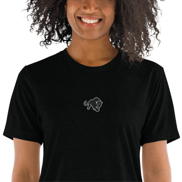 Purrfeccion Blk Pantha Women’s Embroidered Short Sleeve T-Shirt