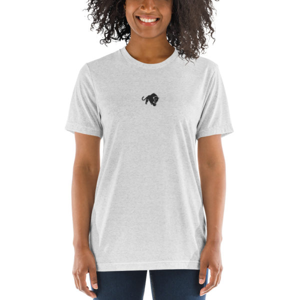 Purrfeccion Blk Pantha Women’s Embroidered Short Sleeve T-Shirt