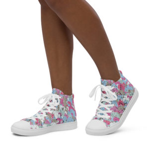 Women’s Afro Camo Blue High Top Canvas Shoes