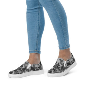 Women’s Afro Camo Black Slip-On Canvas Shoes