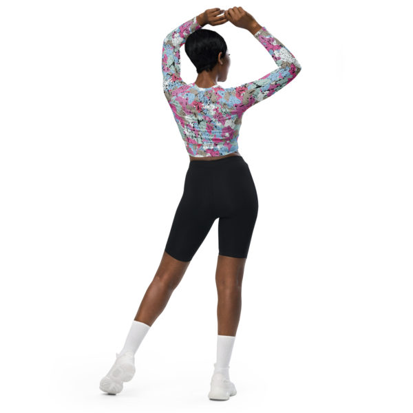 Afro Camo Blue Recycled Long-Sleeve Crop Top