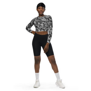 Afro Camo Black Recycled Long-Sleeve Crop Top