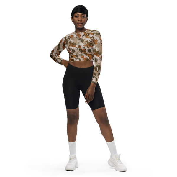 Afro Camo Sand Recycled Long-Sleeve Crop Top