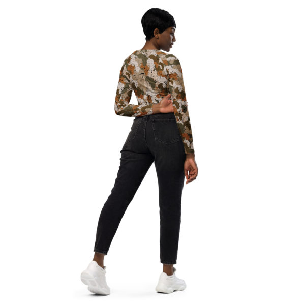 Afro Camo Sand Recycled Long-Sleeve Crop Top