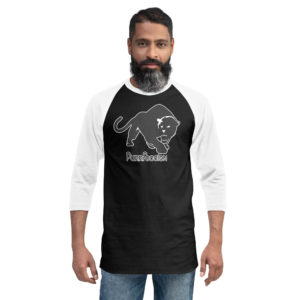 Purrfeccion Blk Pantha Men’s  3/4 Sleeve Raglan Shirt