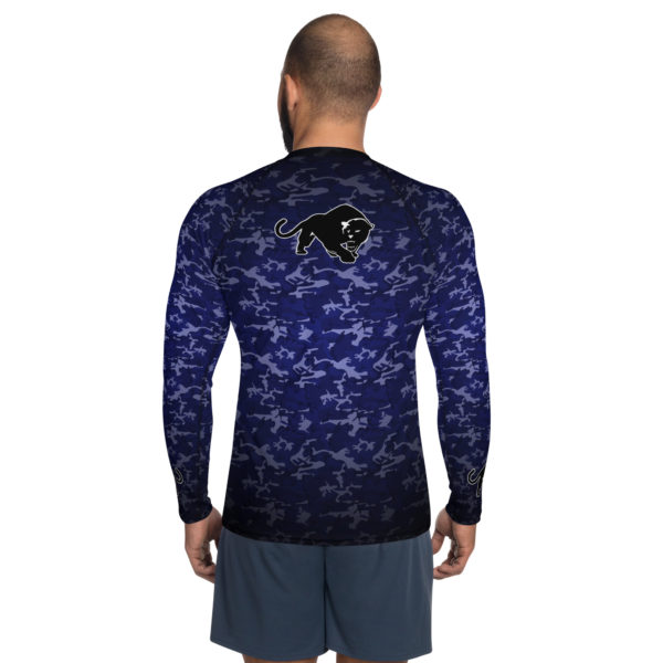 Purrfeccion (Blk Pantha) Blue Camouflage Men’s Rash Guard