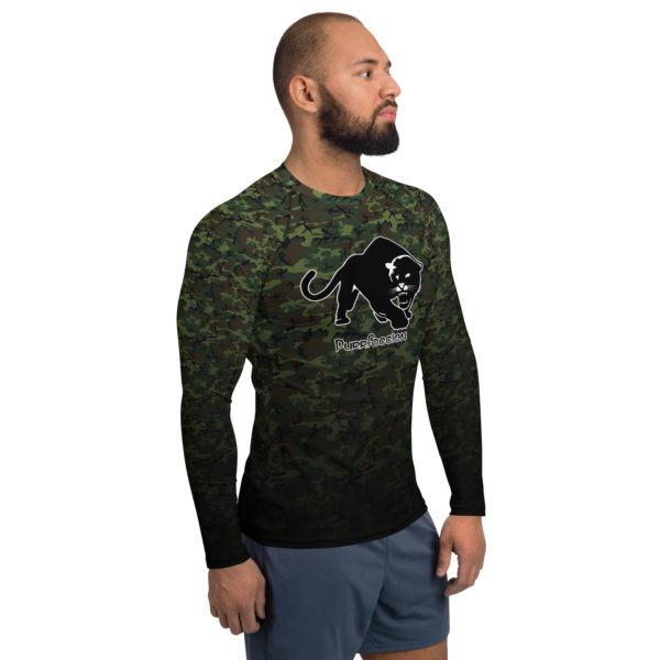 Purrfeccion (Blk Pantha) Men’s Army Green Camouflage  Rash Guard