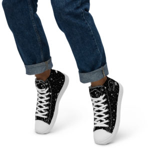 Purrfeccion (Blk Pantha) Men’s High Top Star-Studded  Canvas Shoes