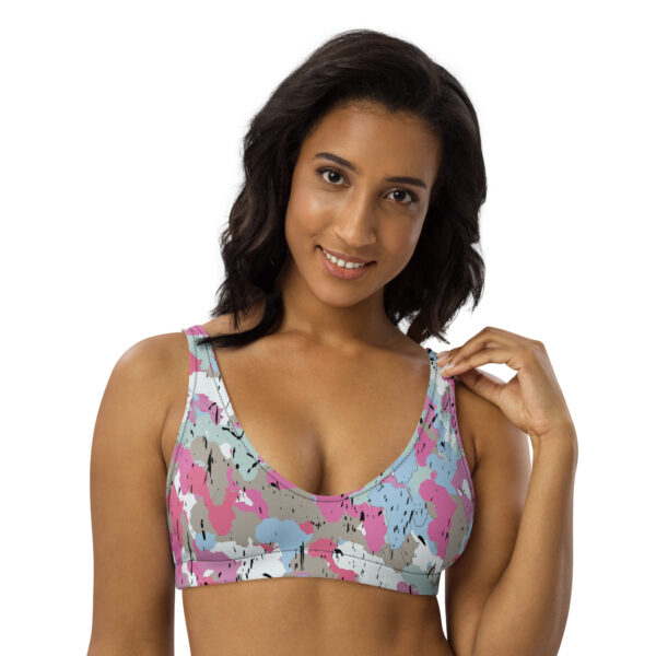 Afro Camo Blue Recycled Padded Bikini Top